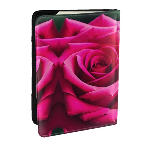 GaxfjRu Reisepasshülle aus Leder mit Rosen-Blumendruck, wasserdicht, Reisebrieftasche, Reisepasshülle für Damen und Herren, Schwarz , Einheitsgröße von GaxfjRu