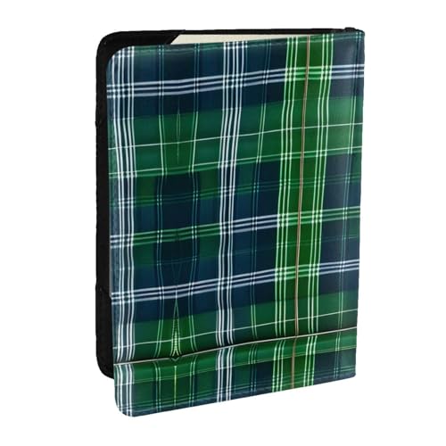 GaxfjRu Reisepasshülle aus Leder mit Schottenkaro, wasserdicht, Reisebrieftasche, Reisepasshülle für Damen und Herren, Blau, Schwarz , Einheitsgröße von GaxfjRu