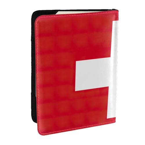 GaxfjRu Reisepasshülle aus Leder mit Schweizer Flagge, wasserdicht, Reisebrieftasche, Reisepasshülle für Damen und Herren, Schwarz , Einheitsgröße von GaxfjRu