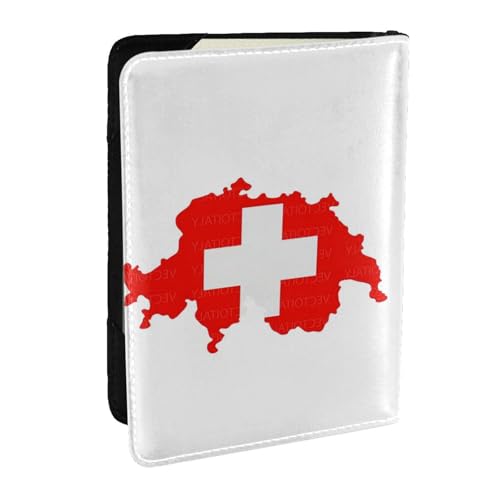 GaxfjRu Reisepasshülle aus Leder mit Schweizer Flagge, wasserdicht, Reisebrieftasche, Reisepasshülle für Damen und Herren, Schwarz , Einheitsgröße von GaxfjRu