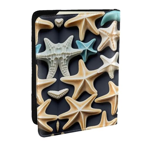 GaxfjRu Reisepasshülle aus Leder mit Seesternmuster, wasserdicht, Reisebrieftasche, Reisepasshülle für Damen und Herren, Schwarz , Einheitsgröße von GaxfjRu