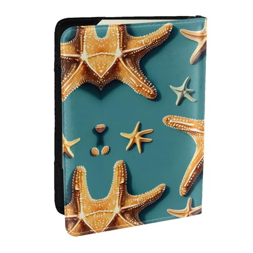 GaxfjRu Reisepasshülle aus Leder mit Seesternmuster, wasserdicht, Reisebrieftasche, Reisepasshülle für Damen und Herren, Schwarz , Einheitsgröße von GaxfjRu