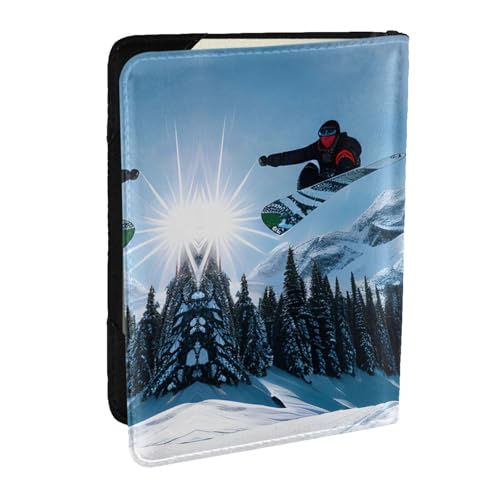 GaxfjRu Reisepasshülle aus Leder mit Snowboard-Aufdruck, wasserdicht, Reisebrieftasche, Reisepasshülle für Damen und Herren, Schwarz , Einheitsgröße von GaxfjRu
