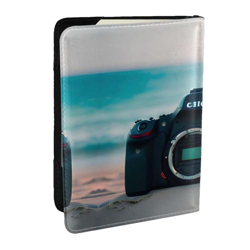 GaxfjRu Reisepasshülle aus Leder mit Sommerstrandaufdruck, wasserdicht, Reisebrieftasche, Reisepasshülle für Damen und Herren, Schwarz , Einheitsgröße von GaxfjRu
