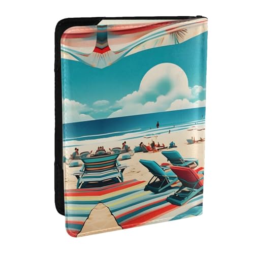 GaxfjRu Reisepasshülle aus Leder mit Strandlandschaften, wasserdicht, Reisebrieftasche, Reisepasshülle für Damen und Herren, Schwarz , Einheitsgröße von GaxfjRu