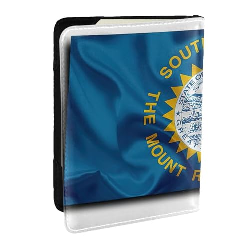 GaxfjRu Reisepasshülle aus Leder mit Süddakota-Flagge, wasserdicht, Reisebrieftasche, Reisepasshülle für Damen und Herren, Schwarz , Einheitsgröße von GaxfjRu