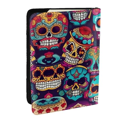 GaxfjRu Reisepasshülle aus Leder mit Totenkopf-Motiv, wasserdicht, Reisebrieftasche, Reisepasshülle für Damen und Herren, Schwarz , Einheitsgröße von GaxfjRu