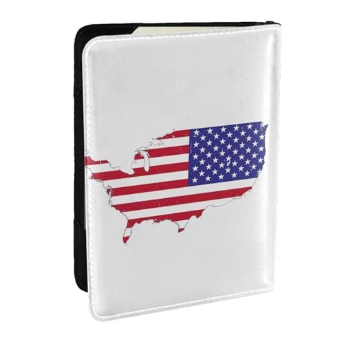 GaxfjRu Reisepasshülle aus Leder mit USA-Flagge, wasserdicht, Reisebrieftasche, Reisepasshülle für Damen und Herren, Schwarz , Einheitsgröße von GaxfjRu