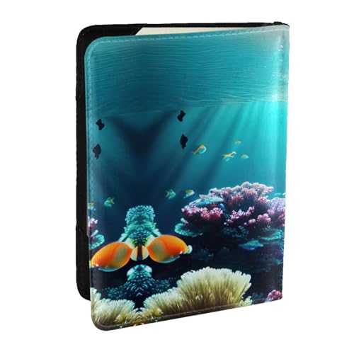 GaxfjRu Reisepasshülle aus Leder mit Unterwasserlandschaft, wasserdicht, Reisebrieftasche, Reisepasshülle für Damen und Herren, Schwarz , Einheitsgröße von GaxfjRu