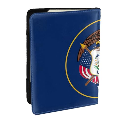 GaxfjRu Reisepasshülle aus Leder mit Utah-Flagge, wasserdicht, Reisebrieftasche, Reisepasshülle für Damen und Herren, Schwarz , Einheitsgröße von GaxfjRu