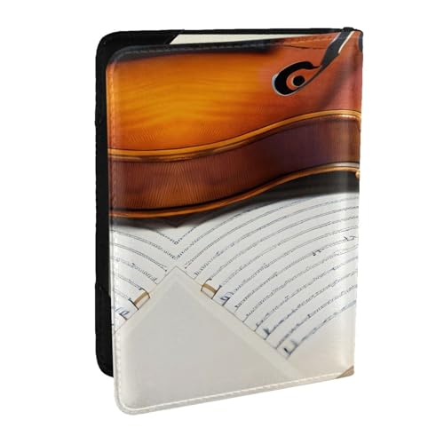 GaxfjRu Reisepasshülle aus Leder mit Violinenbuch-Aufdruck, wasserdicht, Reisebrieftasche, Reisepasshülle für Damen und Herren, Schwarz , Einheitsgröße von GaxfjRu