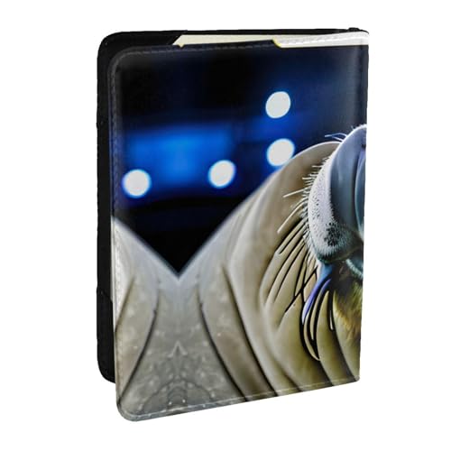 GaxfjRu Reisepasshülle aus Leder mit Walross-Aufdruck, wasserdicht, Reisebrieftasche, Reisepasshülle für Damen und Herren, Schwarz , Einheitsgröße von GaxfjRu