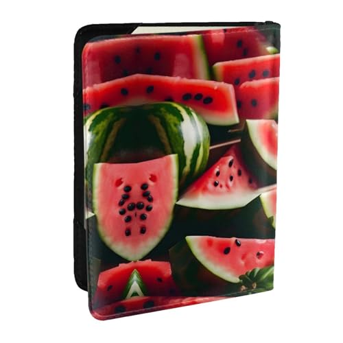 GaxfjRu Reisepasshülle aus Leder mit Wassermelonen-Motiv, wasserdicht, Reisebrieftasche, Reisepasshülle für Damen und Herren, Schwarz , Einheitsgröße von GaxfjRu