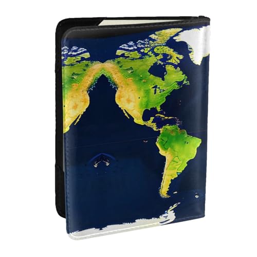 GaxfjRu Reisepasshülle aus Leder mit Weltkarten-Aufdruck, wasserdicht, Reisebrieftasche, Reisepasshülle für Damen und Herren, Schwarz , Einheitsgröße von GaxfjRu