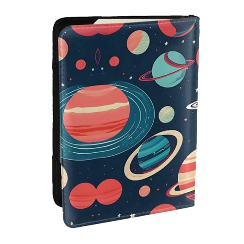 GaxfjRu Reisepasshülle aus Leder mit Weltraumplaneten-Druck, wasserdicht, Reisebrieftasche, Reisepasshülle für Damen und Herren, Schwarz , Einheitsgröße von GaxfjRu