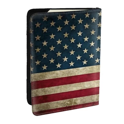 GaxfjRu Reisepasshülle aus Leder mit amerikanischer Flagge, wasserdicht, Reisebrieftasche, Reisepasshülle für Damen und Herren, Schwarz , Einheitsgröße von GaxfjRu