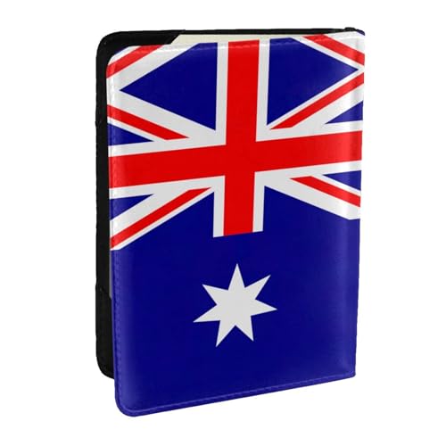 GaxfjRu Reisepasshülle aus Leder mit australischer Flagge, wasserdicht, Reisebrieftasche, Reisepasshülle für Damen und Herren, Schwarz , Einheitsgröße von GaxfjRu