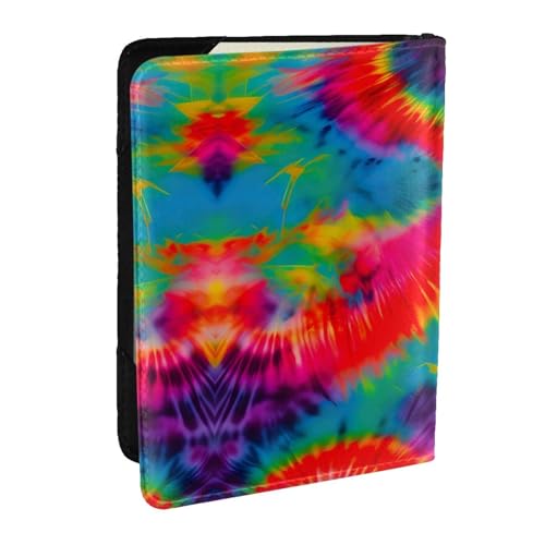 GaxfjRu Reisepasshülle aus Leder mit buntem Batikmuster, wasserdicht, Reisebrieftasche, Reisepasshülle für Damen und Herren, Schwarz , Einheitsgröße von GaxfjRu
