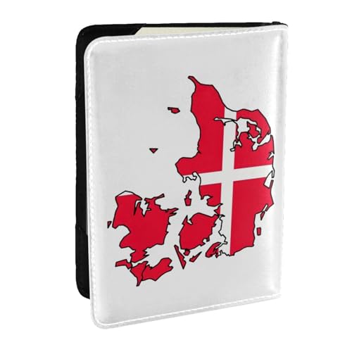 GaxfjRu Reisepasshülle aus Leder mit dänischer Flagge, wasserdicht, Reisebrieftasche, Reisepasshülle für Damen und Herren, Schwarz , Einheitsgröße von GaxfjRu