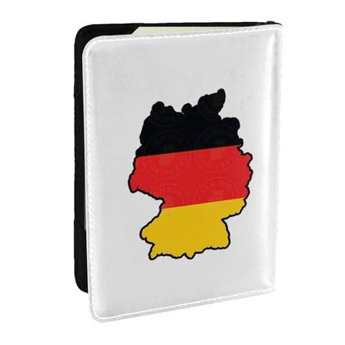 GaxfjRu Reisepasshülle aus Leder mit deutscher Flagge, wasserdicht, Reisebrieftasche, Reisepasshülle für Damen und Herren, Schwarz , Einheitsgröße von GaxfjRu