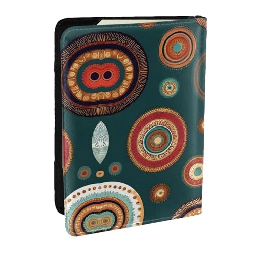 GaxfjRu Reisepasshülle aus Leder mit ethnischen Kreisen, Blumenmuster, wasserdicht, Reisebrieftasche, Reisepasshülle für Damen und Herren, Schwarz , Einheitsgröße von GaxfjRu