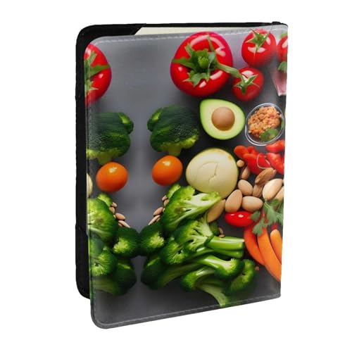 GaxfjRu Reisepasshülle aus Leder mit gesundem Lebensmitteldruck, wasserdicht, Reisebrieftasche, Reisepasshülle für Damen und Herren, Schwarz , Einheitsgröße von GaxfjRu