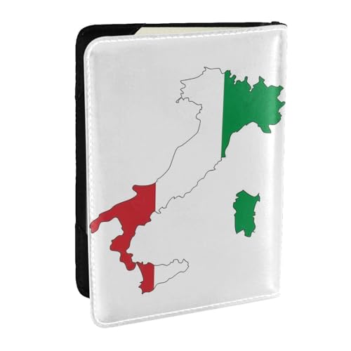 GaxfjRu Reisepasshülle aus Leder mit italienischer Flagge, wasserdicht, Reisebrieftasche, Reisepasshülle für Damen und Herren, Schwarz , Einheitsgröße von GaxfjRu