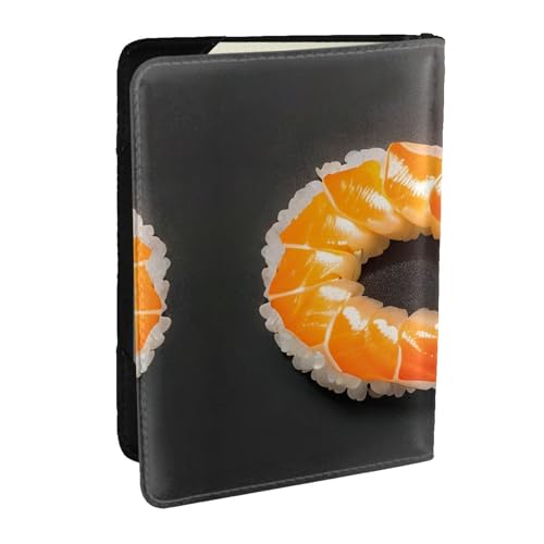 GaxfjRu Reisepasshülle aus Leder mit japanischem Sushi-Garnelen-Druck, wasserdicht, Reisebrieftasche, Reisepasshülle für Damen und Herren, Schwarz , Einheitsgröße von GaxfjRu