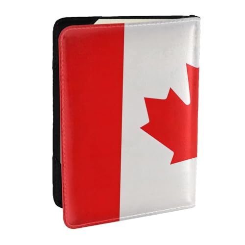 GaxfjRu Reisepasshülle aus Leder mit kanadischer Flagge, wasserdicht, Reisebrieftasche, Reisepasshülle für Damen und Herren, Schwarz , Einheitsgröße von GaxfjRu