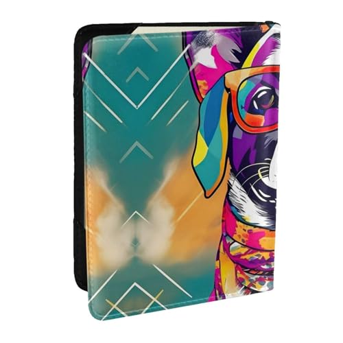 GaxfjRu Reisepasshülle aus Leder mit lustigem Hundeaufdruck, wasserdicht, Reisebrieftasche, Reisepasshülle für Damen und Herren, Schwarz , Einheitsgröße von GaxfjRu