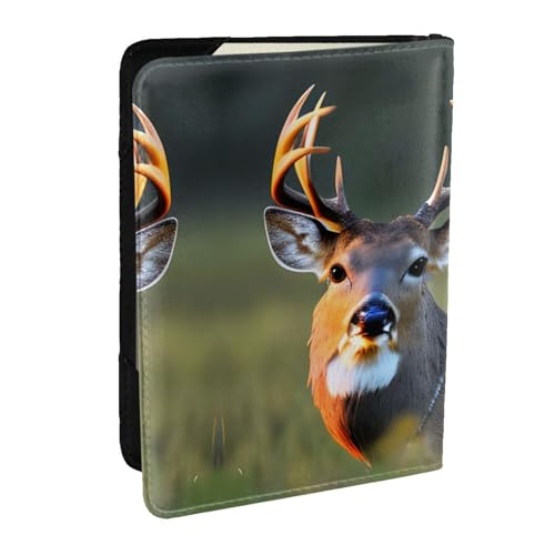 GaxfjRu Reisepasshülle aus Leder mit niedlichem Hirschdruck, wasserdicht, Reisebrieftasche, Reisepasshülle für Damen und Herren, Schwarz , Einheitsgröße von GaxfjRu