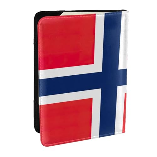 GaxfjRu Reisepasshülle aus Leder mit norwegischer Flagge, wasserdicht, Reisebrieftasche, Reisepasshülle für Damen und Herren, Schwarz , Einheitsgröße von GaxfjRu
