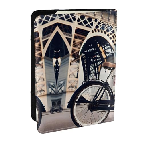 GaxfjRu Reisepasshülle aus Leder mit romantischem Eiffelturm-Motiv, wasserdicht, Reisebrieftasche, Reisepasshülle für Damen und Herren, Schwarz , Einheitsgröße von GaxfjRu