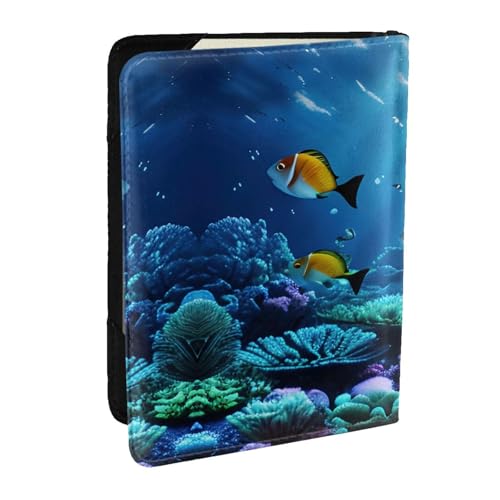 GaxfjRu Reisepasshülle aus Leder mit ruhiger Unterwasserlandschaft, wasserdicht, Reisebrieftasche, Reisepasshülle für Damen und Herren, Schwarz , Einheitsgröße von GaxfjRu