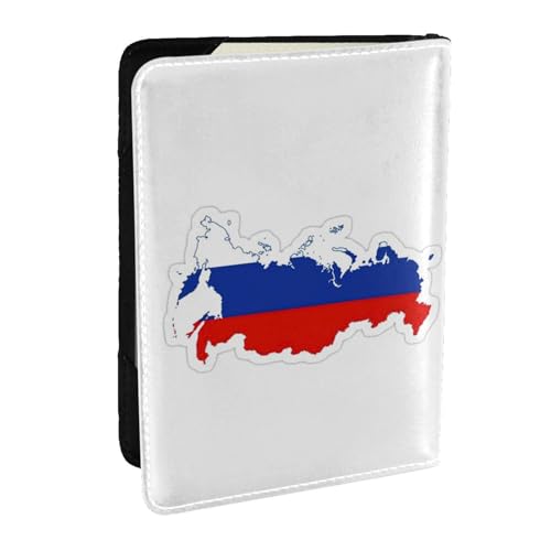 GaxfjRu Reisepasshülle aus Leder mit russischer Flagge, wasserdicht, Reisebrieftasche, Reisepasshülle für Damen und Herren, Schwarz , Einheitsgröße von GaxfjRu