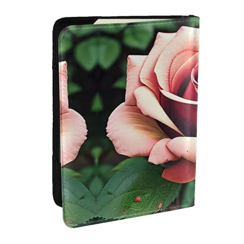 GaxfjRu Reisepasshülle aus Leder mit rustikalem Rosenmuster, wasserdicht, Reisebrieftasche, Reisepasshülle für Damen und Herren, Schwarz , Einheitsgröße von GaxfjRu