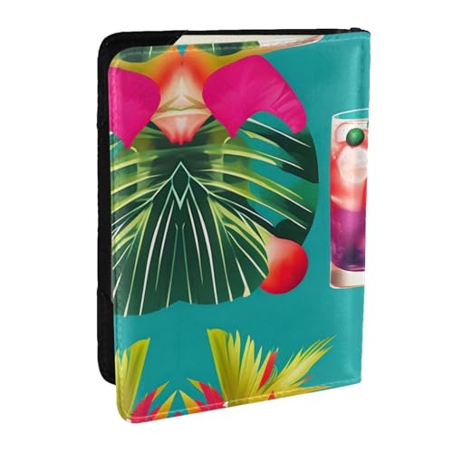 GaxfjRu Reisepasshülle aus Leder mit tropischem Cocktail-Aufdruck, wasserdicht, Reisebrieftasche, Reisepasshülle für Damen und Herren, Schwarz , Einheitsgröße von GaxfjRu