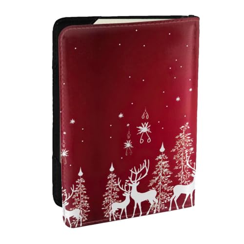 GaxfjRu Reisepasshülle aus Leder mit weihnachtlichem Winterlandschaft, Hirsch-Druck, wasserdicht, Reisebrieftasche, Reisepasshülle für Damen und Herren, Schwarz , Einheitsgröße von GaxfjRu