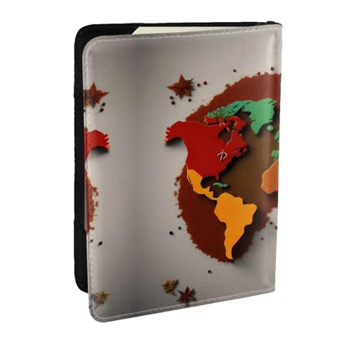 GaxfjRu Reisepasshülle mit Weltkarten-Aufdruck, Leder, wasserdicht, Reisebrieftasche, Reisepasshülle für Damen und Herren, Schwarz , Einheitsgröße von GaxfjRu