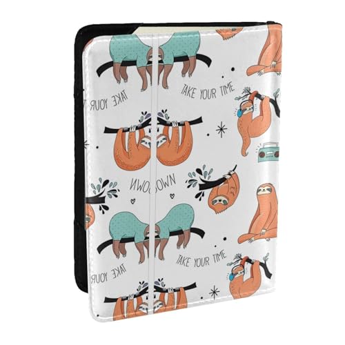 GaxfjRu Reisepasshülle mit lustigem Tiermotiv und Faultier-Musikdruck, Reise-Organizer, Kreditkartenetui, Reisepassbuch, Schwarz , Einheitsgröße von GaxfjRu