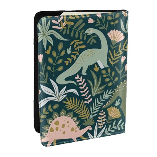 GaxfjRu Reisepasshülle mit niedlichem Dinosaurier-Druck, für Reisen, Reise-Organizer, Kreditkartenetui, Reisepassbuch, Schwarz , Einheitsgröße von GaxfjRu