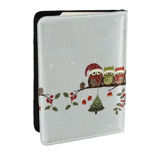 GaxfjRu Reisepasshülle mit niedlichem Weihnachts-Eulen auf Ast, für Reisen, Reise-Organizer, Kreditkartenetui, Reisepassbuch, Schwarz , Einheitsgröße von GaxfjRu