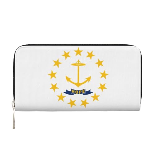GaxfjRu Rhode Island State Flag Print Herren Vintage Look Leder Lange Geldbörse Scheckbuch Portemonnaie Damen Kreditkartenetui von GaxfjRu