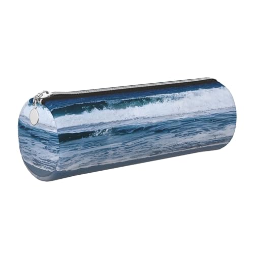 GaxfjRu Serene Coastal Federmäppchen aus Leder, mit Reißverschluss, für Füllfederhalter und Kugelschreiber, weich, genarbt von GaxfjRu