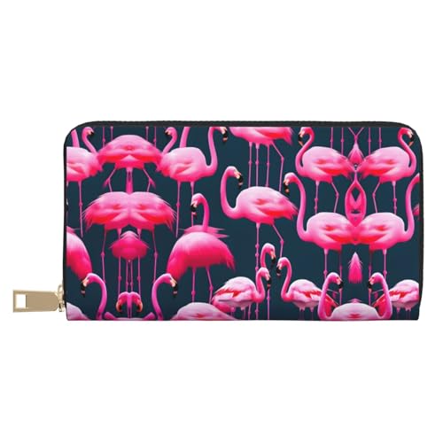 GaxfjRu Snowy Owl Eyes Stilvolle und praktische Damen Geldbörse - Schlankes und schlankes Kreditkartenetui mit Reißverschlussfach, Pink Flamingos, Einheitsgröße, Classic von GaxfjRu
