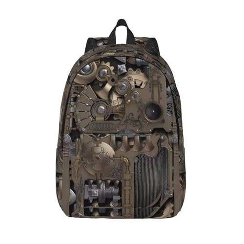 GaxfjRu Steampunk Mechanische Getriebe Vielseitige Büchertasche und Laptop-Rucksack für Herren, reisefreundliches Design mit reichlich Stauraum – Tasche Pack, Schwarz , S von GaxfjRu