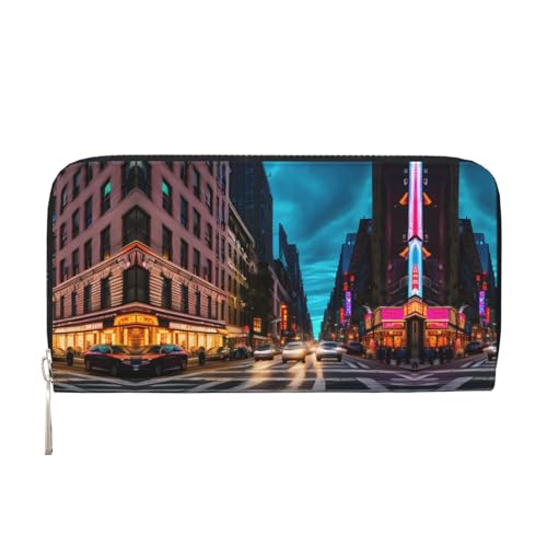 GaxfjRu Streets of New York City Print Small Leather Wallet for Women, Ladies Credit Card Holder Women Pocket Purse von GaxfjRu