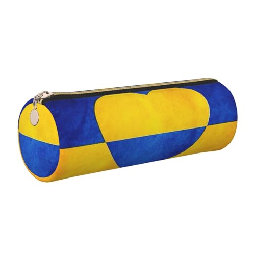 GaxfjRu Ukrainische Flagge, Leder, mit Reißverschluss, für Füllfederhalter, Tintenroller und Bleistifte, weich, genarbt von GaxfjRu