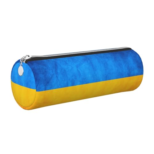 GaxfjRu Ukrainische Flagge, Leder, mit Reißverschluss, für Füllfederhalter, Tintenroller und Bleistifte, weich, genarbt von GaxfjRu