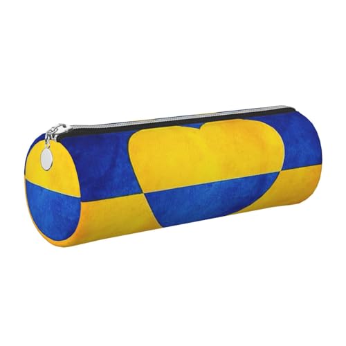 GaxfjRu Ukrainische Flagge, Leder, mit Reißverschluss, für Füllfederhalter, Tintenroller und Bleistifte, weich, genarbt von GaxfjRu